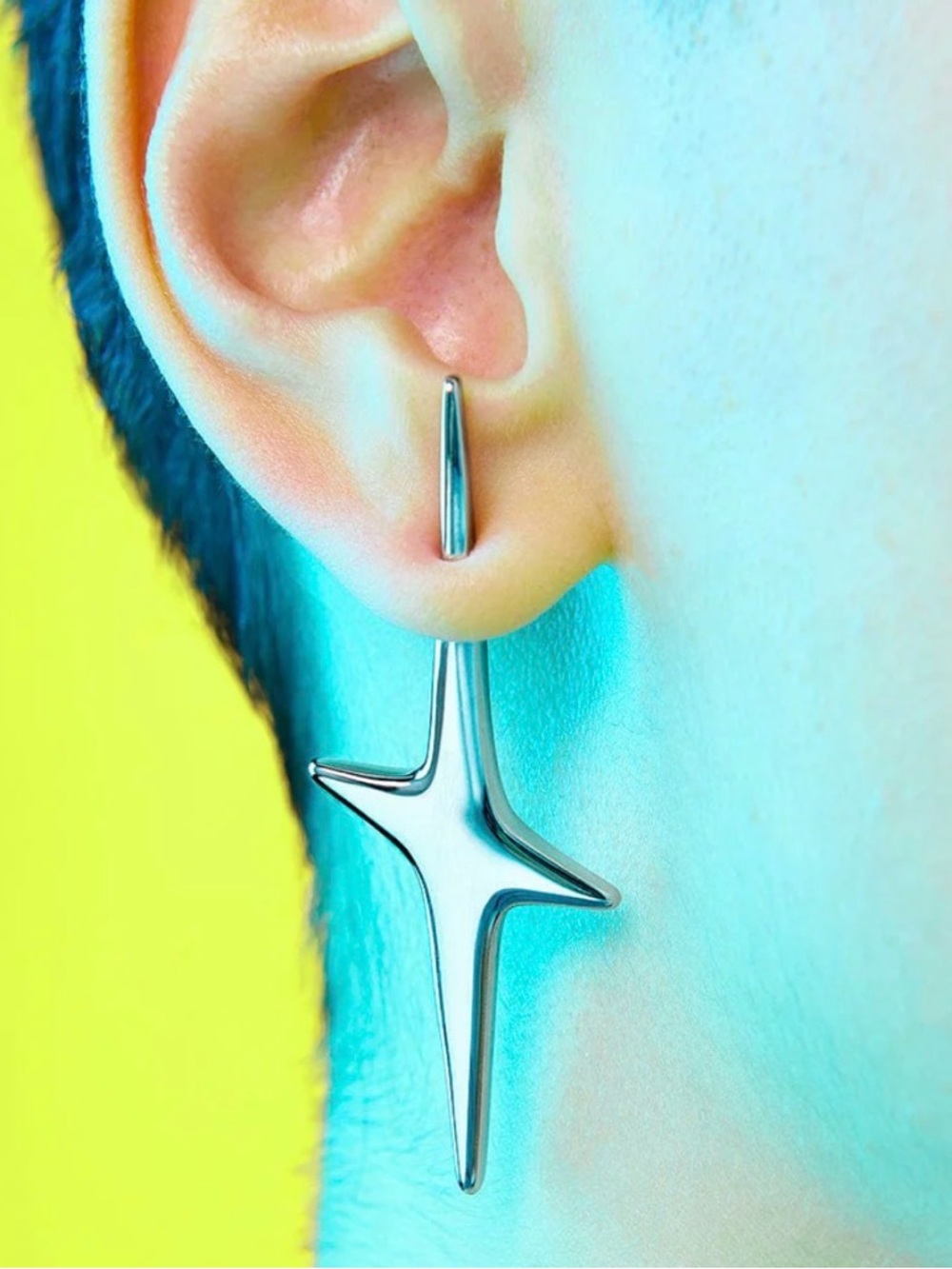 STUDIO CULT Pierced Star Faux-gauge Dangle Earring (one)